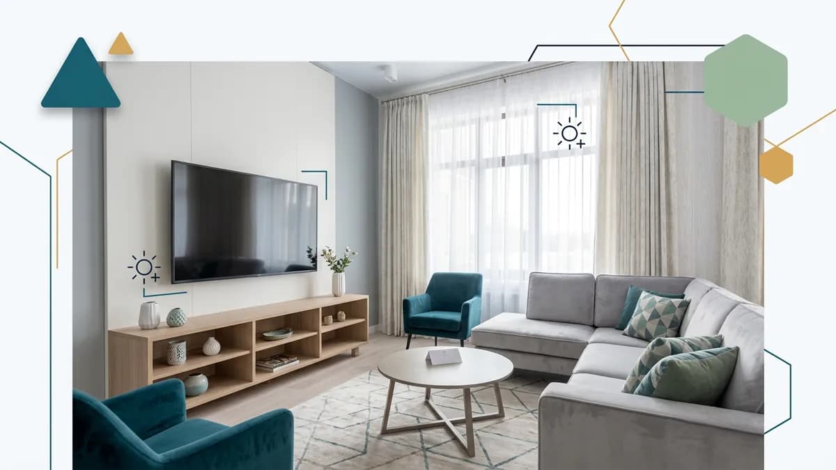 A bright, freshly edited living room photo for a property listing.