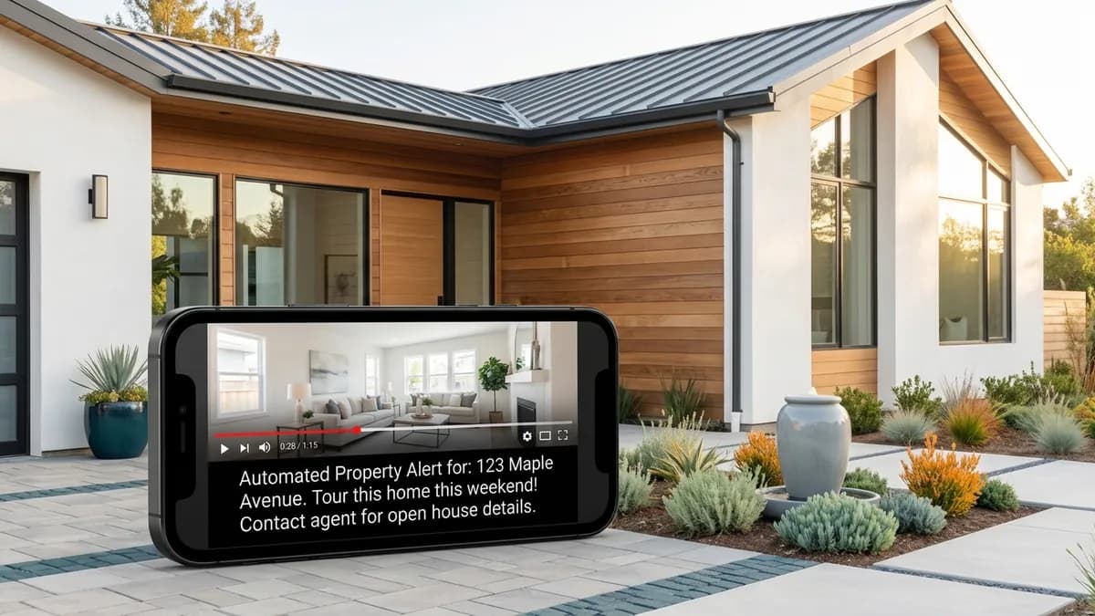 A branded video preview with captions on a phone screen